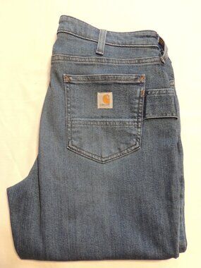 Carhartt Jeans Woman Size 10 Relaxed Fit Pockets Outdoor Work Denim Blue Jeans
